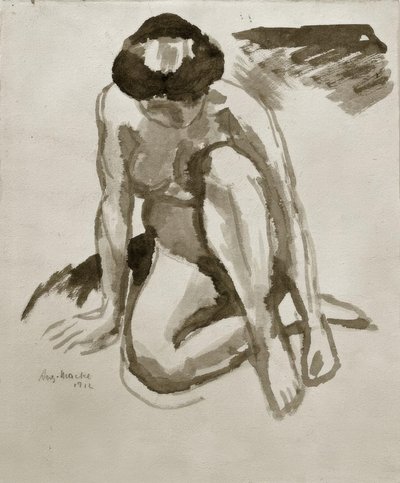 Sitzender Akt, vorgebeugt tekijältä August Macke