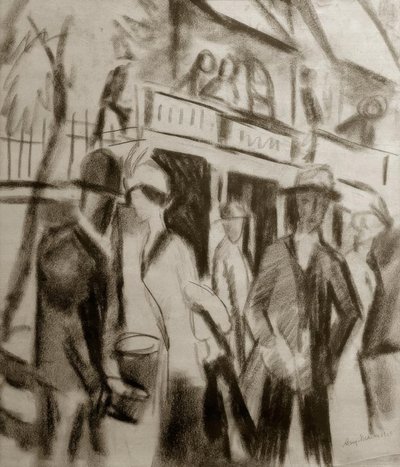 Spaziergänger auf der Straße tekijältä August Macke
