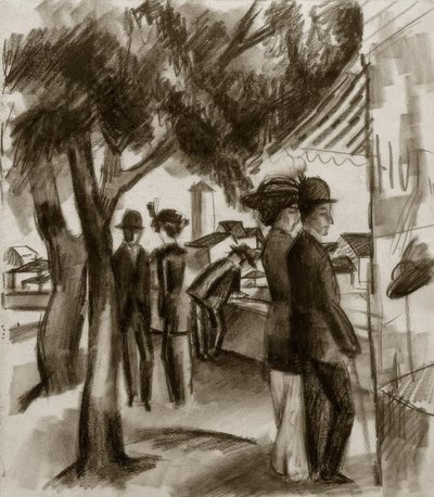 Spaziergänger unter Bäumen tekijältä August Macke
