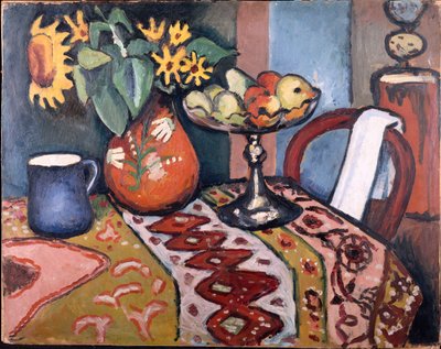 Asetelma auringonkukan kanssa II, 1911 tekijältä August Macke