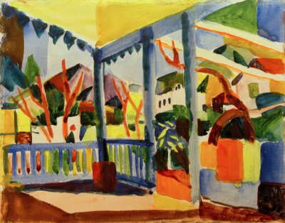 Maalaistalon terassi St. Germainissa tekijältä August Macke