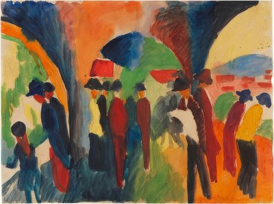 Thunin lehtimajan alla (aihe kävelijälle). 1913 tekijältä August Macke