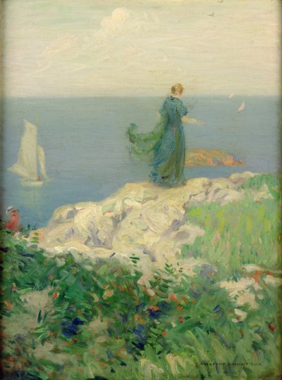 Merenrantakohtaus (öljy kankaalle) tekijältä August Vincent Tack