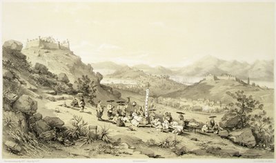 Yleisnäkymä Macaosta, levy 11 julkaisusta "Sketches of China", kaiverrus Eugene Ciceri (1813-90) 1842 (sävytetty litho) tekijältä Auguste (after) Borget