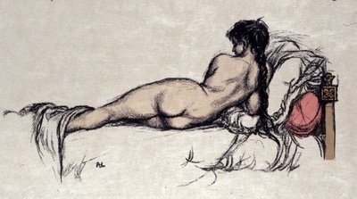 Alaston nainen sängyssä tekijältä Auguste (after) Leroux