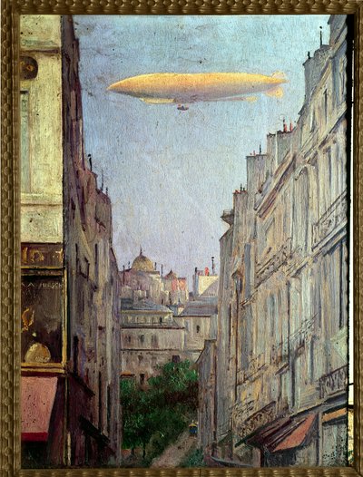 Ilmalaivatasavalta”” Pariisin yllä vuonna 1909”” Auguste Alexandre Hirschin (1833-1912) maalaus 1909 Yksityinen kokoelma tekijältä Auguste Alexandre Hirsch