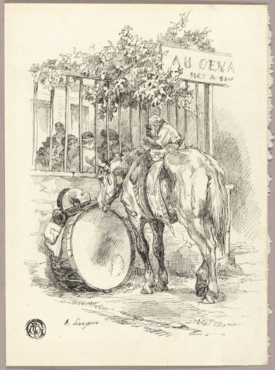 Hevonen ja apina selässä tekijältä Auguste Andre Lancon