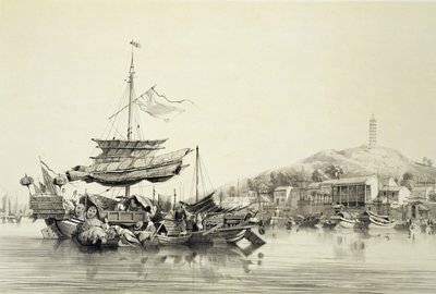 Hong Shang, levy 17 julkaisusta "Sketches of China", kaiverrus Eugene Ciceri (1813-90) 1842 (sävytetty litho) tekijältä Auguste Borget