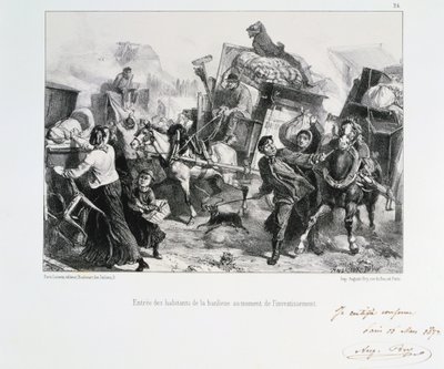Esikaupunkien asukkaat saapuvat Pariisiin ennen kuin preussilaiset piirittivät kaupungin, 1870 1872 tekijältä Auguste Bry