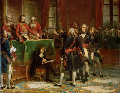 Valtioneuvoston asentaminen Luxemburgin palatsissa 25. kesäkuuta ... (öljy kankaalle) tekijältä Auguste Couder