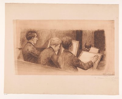 Oppitunti piirustuskoulussa tekijältä Auguste Danse (signed by artist)