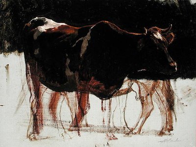 Nautaeläintutkimus (öljy kankaalle) tekijältä Auguste Francois Bonheur