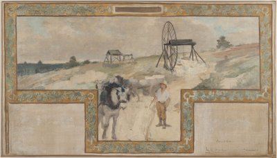 Arcueil-Cachanin kaupungintalon vihkisalin luonnos: Työ louhoksessa tekijältä Auguste Francois Gorguet
