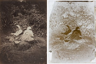 Kaksi talonpoikatyttöä istumassa tekijältä Auguste Giraudon