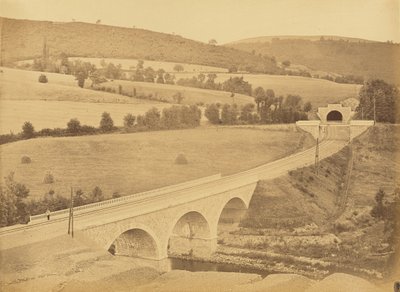 Viadukti Rhims-joen yli, lähellä Hôpitalia. tekijältä Auguste Hippolyte Collard