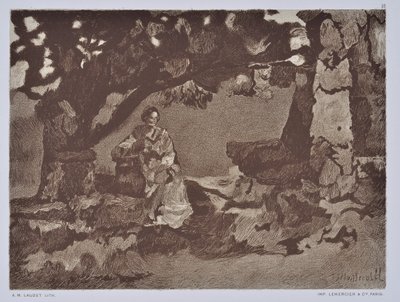 Nainen kaivolla (piirustus) tekijältä Auguste Lauzet
