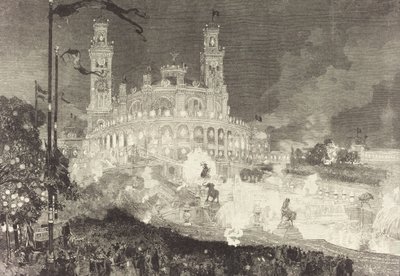 14. heinäkuuta. Palais du Trocadéron valaistus, 1883. tekijältä Auguste Lepere