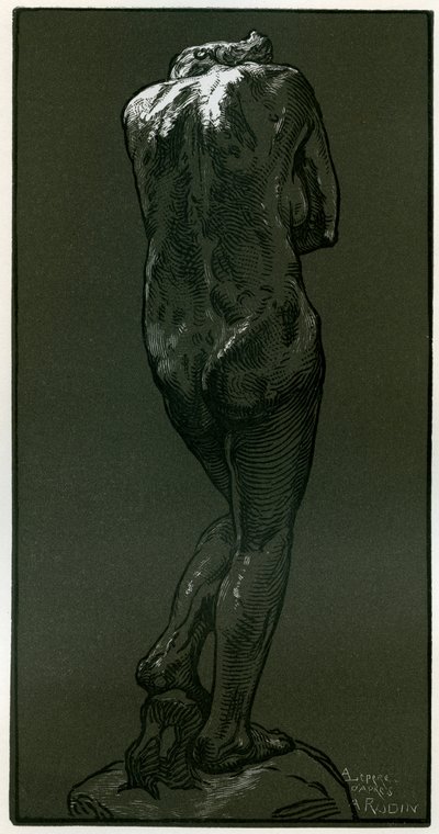 Puupiirros Rodinin patsaan jälkeen, 1898. tekijältä Auguste Louis Lepère