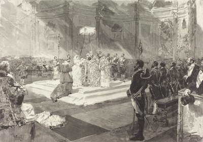 Kuninkaallinen kaste Espanjan hovissa, 1882. tekijältä Auguste Lepere