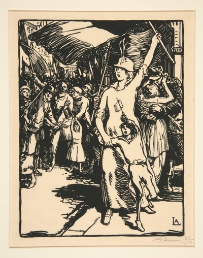 Sota julistetaan, La Guerre de 1914, ensimmäinen sarja, nro. 8 tekijältä Auguste Lepere