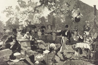 Cabaret du Coq de Bruyère Bois de Meudonissa, 1888. tekijältä Auguste Lepere