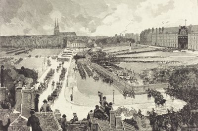 Amiraali Courbetin jäännöksille annetut sotilaalliset kunnianosoitukset, 1885. tekijältä Auguste Lepere