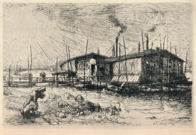 Vanhat pesuveneet Grenellessä, 1915 tekijältä Auguste Louis Lepère