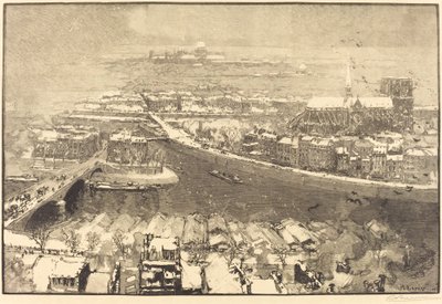 Pariisi lumen alla, näkymä St.-Gervaisilta tekijältä Auguste Lepere