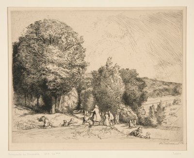 Sunday Walk (Cr?c?sur-le-Grand) (Sunday Walk [Crecoeur-le-Grand]) tekijältä Auguste Lepere