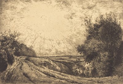 Reitti La Houssoyesta, Crevecoeur-le-Grand Route La Houssoyesta, Crevecoeur, 1913. tekijältä Auguste Lepere