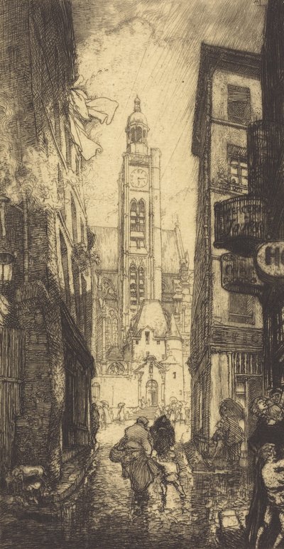 Rue de la Montagne-Sainte-Genevieve, Pariisi, 1906. tekijältä Auguste Lepere