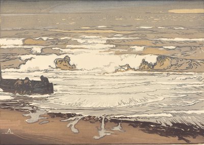 Unfurled Waves, syyskuun tulva, 1901 Les Vagues deferlent, 1901. tekijältä Auguste Lepere