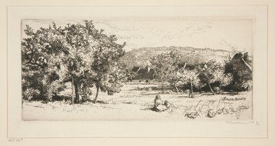 Villeneuve-sur-Bellotin kylä (Seine-et-Marne) tekijältä Auguste Lepere