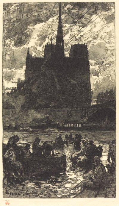 Juomapaikka Notre-Damen takana tekijältä Auguste Lepere