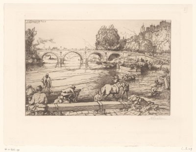 Näkymä Pont Marielle hahmoineen Seine-joella L