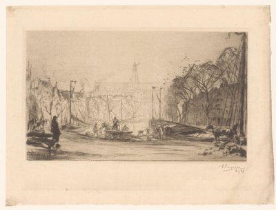 Näkymä Spaarnelle ja Sint Bavolle tekijältä Auguste Lepère (signed by artist)