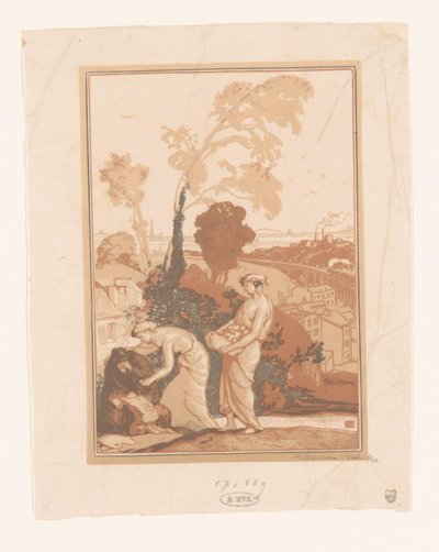 Musiikki ja runous auttavat taiteilijaa La Musique et la Poesie secourant les Artistes tekijältä Auguste Lepère (signed by artist)