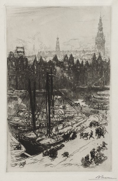 Amsterdam, näkymä Victoria-hotellista tekijältä Auguste Louis Lepère