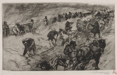 Taistele lunta vastaan, Quai aux Fleurs tekijältä Auguste Louis Lepère