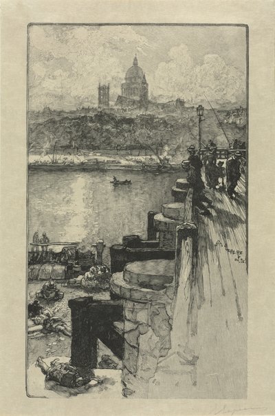 [Kalastajat laiturilla, Pariisi] tekijältä Auguste Louis Lepère