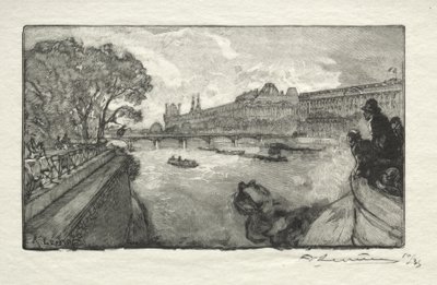 Louvre Pont Neufista katsottuna tekijältä Auguste Louis Lepère