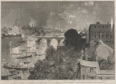 14. heinäkuuta vietettävä juhla, Tasavallan aukion valaistus (H. Scottin teoksen mukaan) tekijältä Auguste Louis Lepère