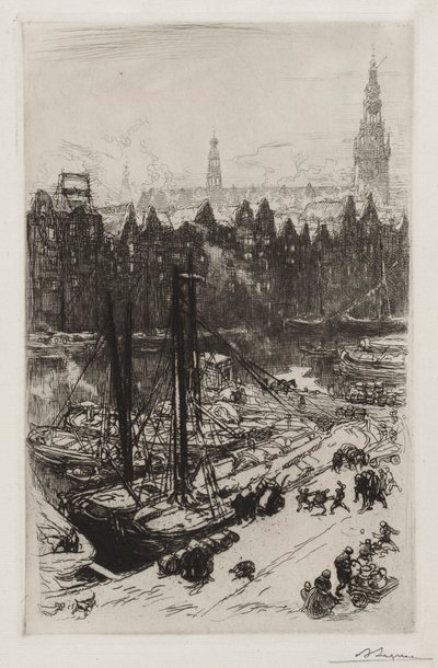 Amsterdam, näkymä Victoria-hotellille. tekijältä Auguste Louis Lepère