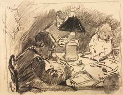 Lampun ympärillä, 1888. tekijältä Auguste Louis Lepère