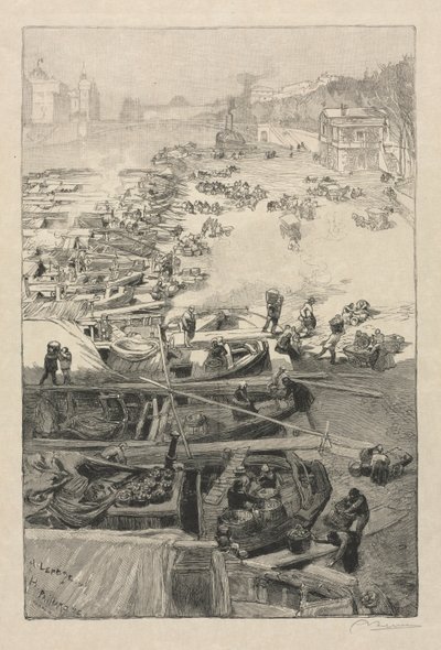 Perunoiden saapuminen Hotel de Villeen, 1883. tekijältä Auguste Louis Lepère