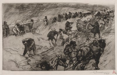 Taistelu lunta vastaan, Quai aux Fleurs, 1890. tekijältä Auguste Louis Lepère
