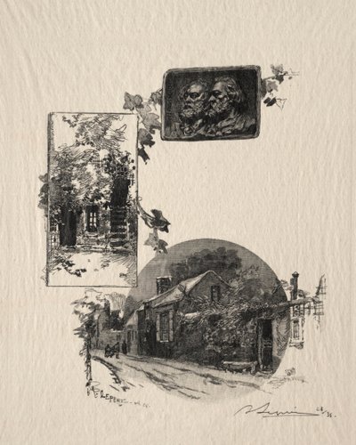 Sisäänkäynti Rousseaun työpajaan ja Maison de Milletiin tekijältä Auguste Louis Lepère
