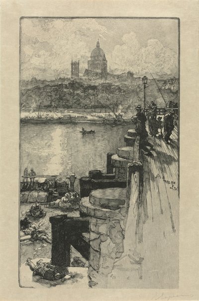 [Kalastajat laiturilla, Pariisi] tekijältä Auguste Louis Lepère