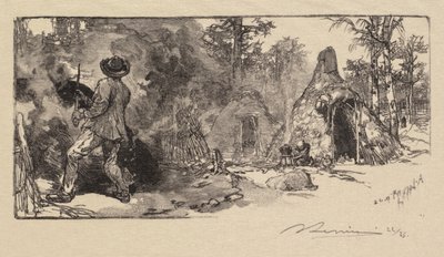 Fontainebleaun metsä: Coalmen Fontainebleaun metsä: Charbonniers, 1890. tekijältä Auguste Louis Lepère