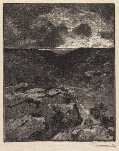 Fontainebleaun metsä: Franchardin laakso La Forêt de Fontainebleau: La Vallée de Franchard, 1890. tekijältä Auguste Louis Lepère